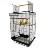 Parrot Bird Cage with Open Play Top, Feeding Bowl, and Perch